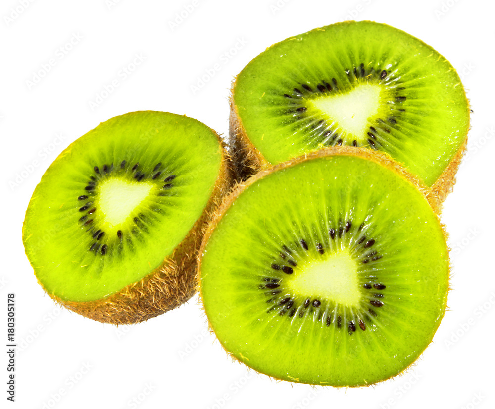 Fototapeta premium Green kiwi cut in half isolated on white background