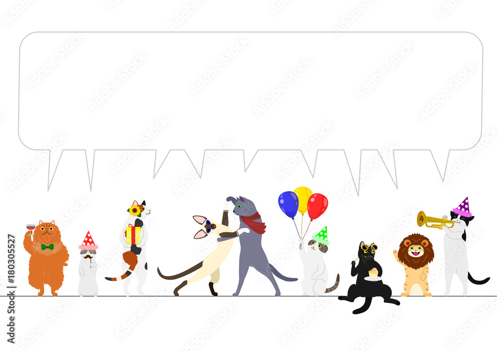 party cats border with speech bubble party cats border with speech bubble
