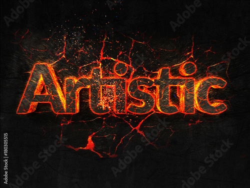 Artistic Fire text flame burning hot lava explosion background.