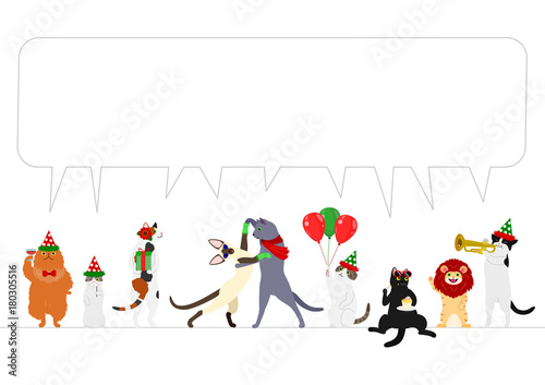 party cats border with speech bubble