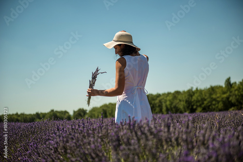 Woman in a lavender filed