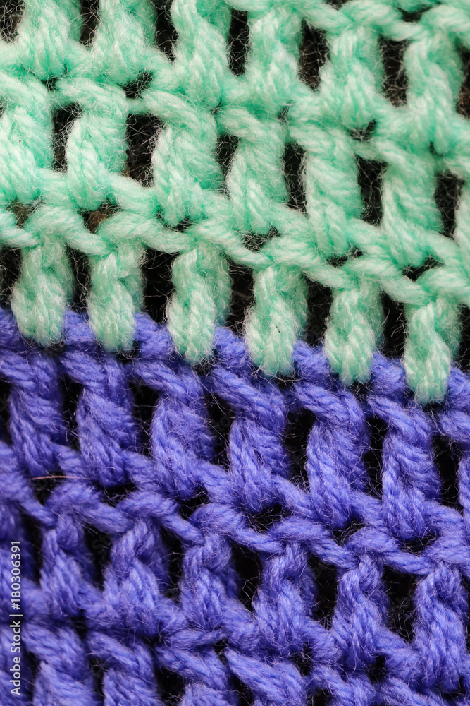 Crochet knitting is a large loops of thick thread. Color background