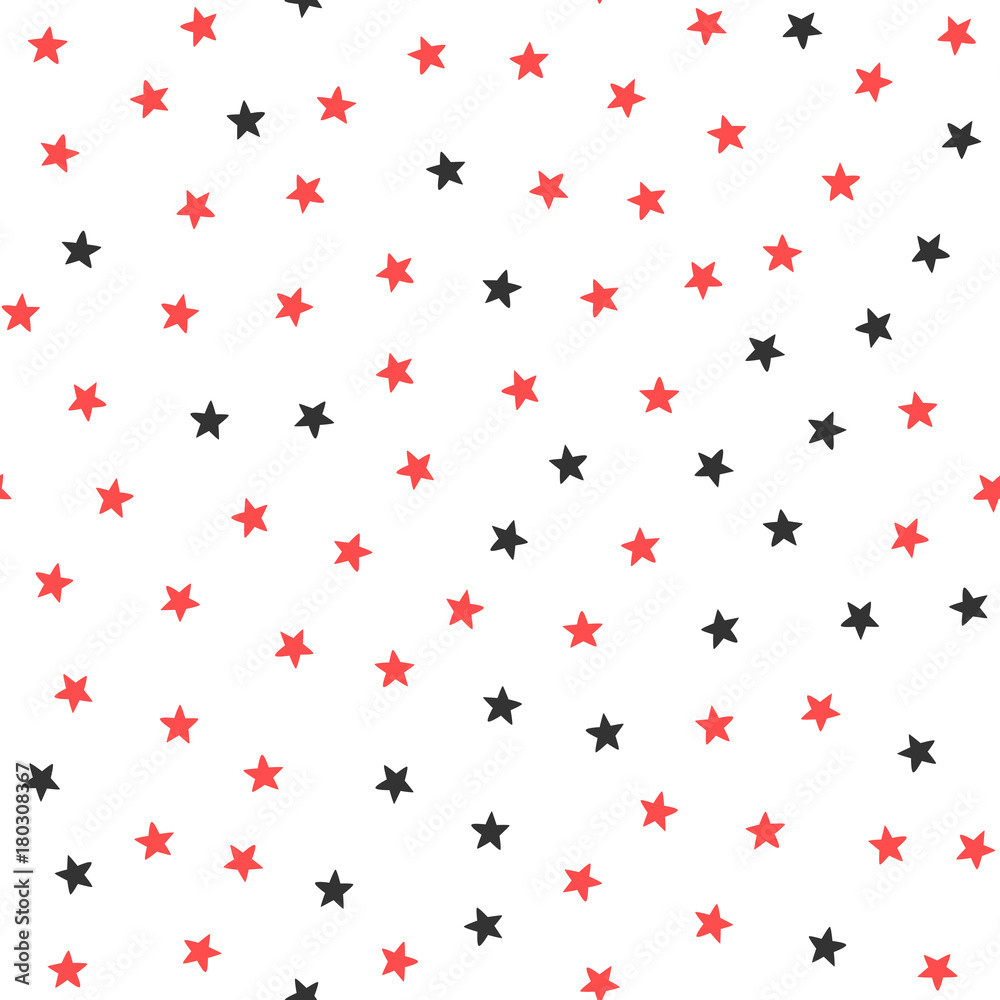 Black and red stars on white background. Seamless pattern. Stock Vector |  Adobe Stock