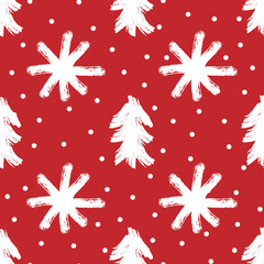 Keuken achterwand Kerstmis motieven patronen Winterse bomen en sneeuwvlokken patroon  © Anne Punch