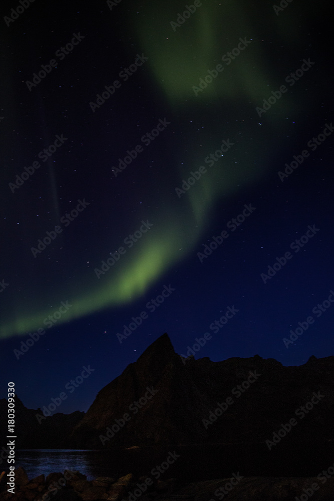 Northern lights in Reine, Lofoten islands, Norway
