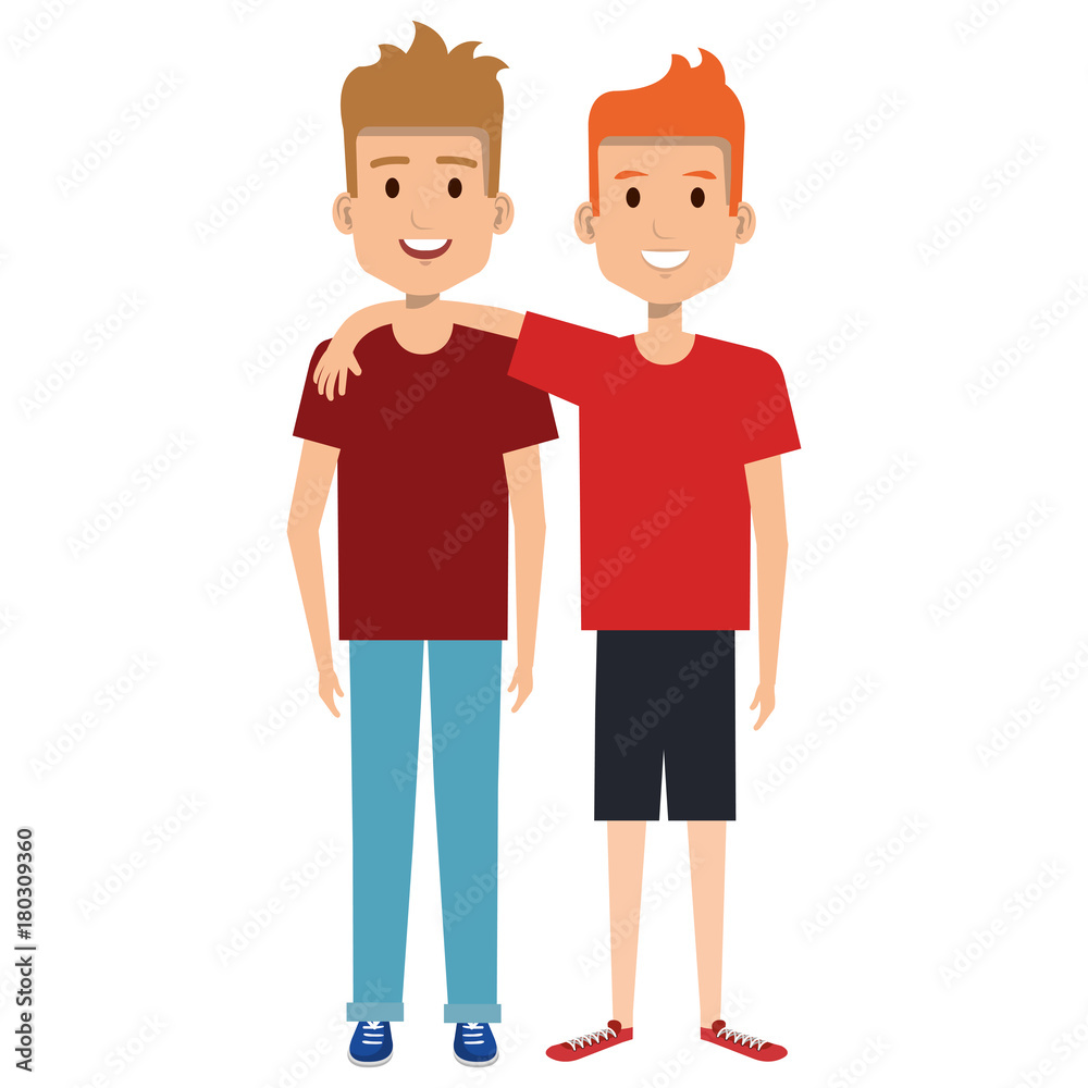 couple of male friends avatars vector illustration design