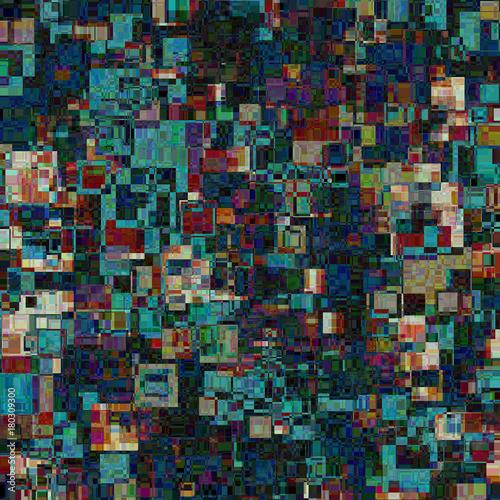 Abstract background. Geometric mosaic. It consists of square shapes of different color and size. Graphic design element.