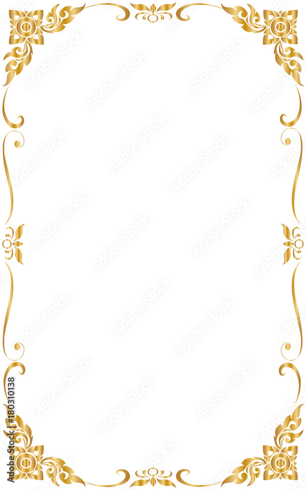 Fotografie Decorative frame and borders, Golden frame on white background