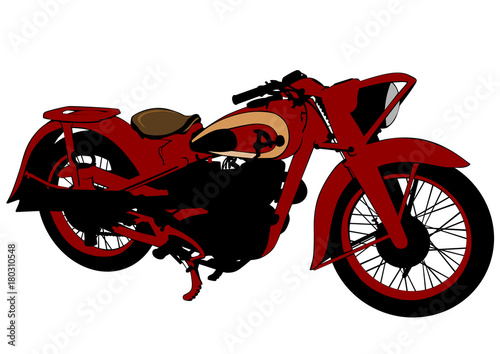 Old big bike on white background