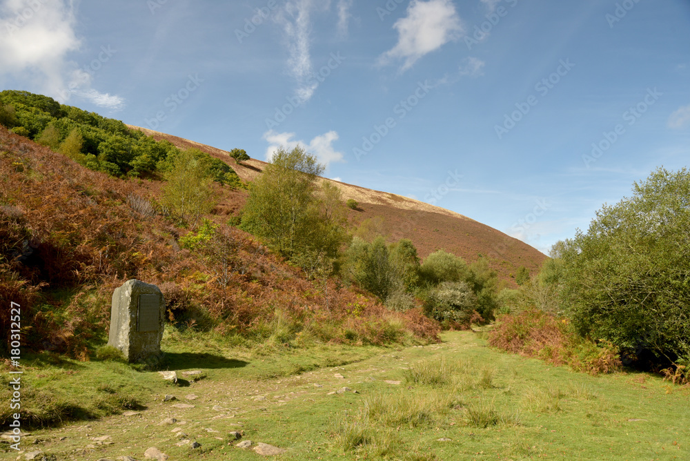 Monument to R D Blackmore, Doone Valley, Exmoor, North Devon