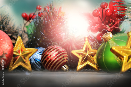 Christmas background with colorful light and bokeh