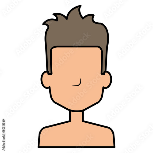 young man shirtless avatar character vector illustration design