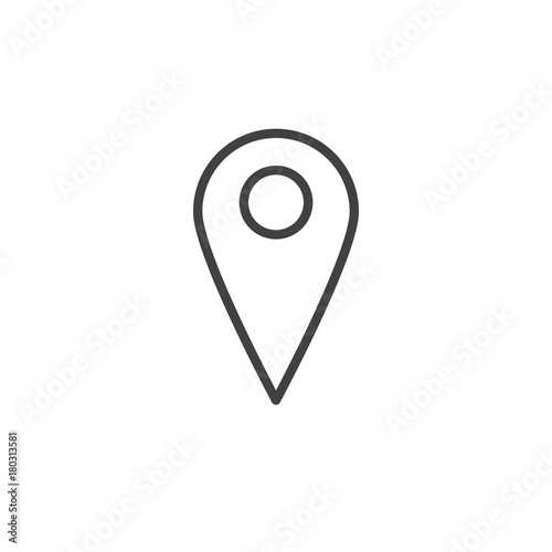 Map pin line icon, outline vector sign, linear style pictogram isolated on white. Location direction symbol, logo illustration. Editable stroke