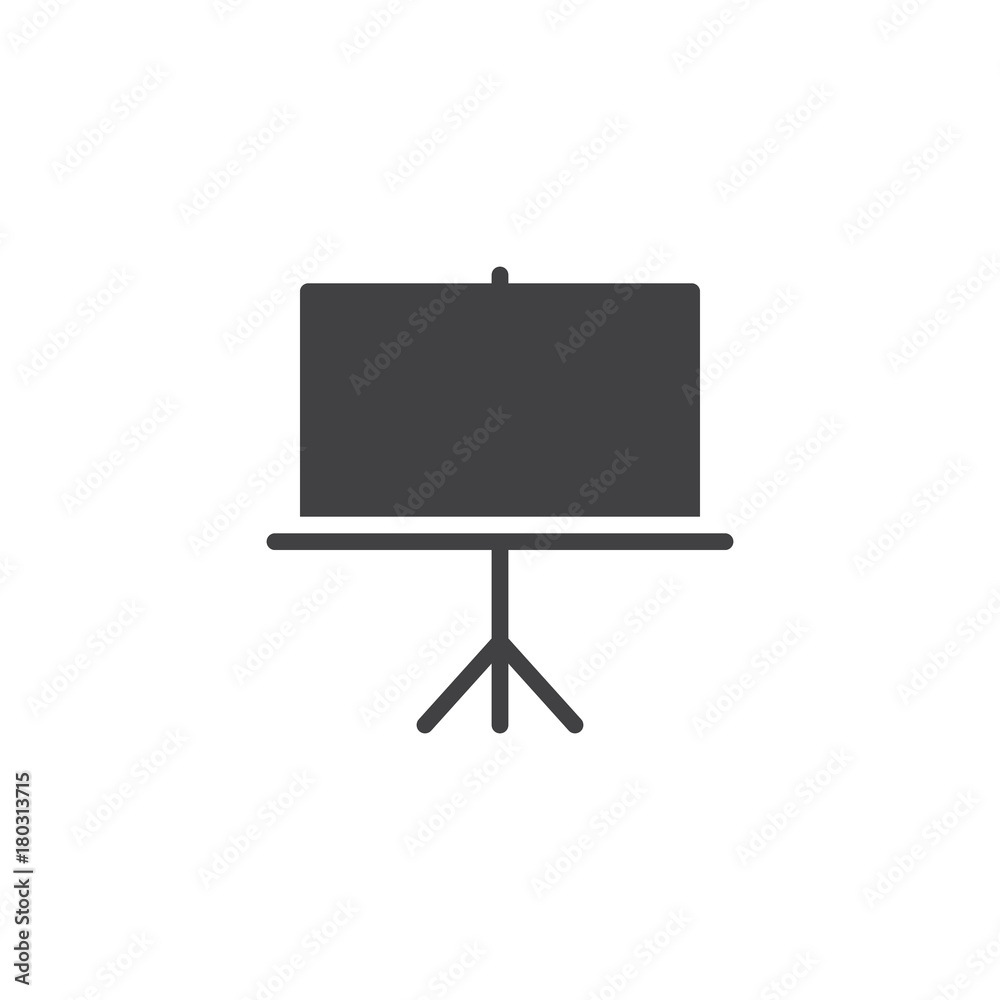 Whiteboard icon vector, filled flat sign, solid pictogram isolated on white. Projector screen symbol, logo illustration.
