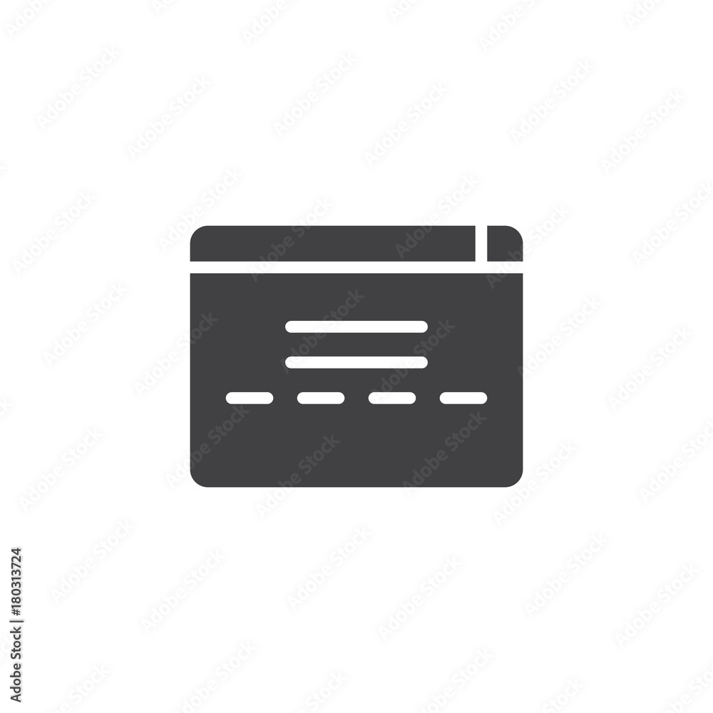 Web browser window icon vector, filled flat sign, solid pictogram isolated on white. Symbol, logo illustration. Web browser window icon vector, filled flat sign, solid pictogram isolated on white. Symbol, logo illustration.