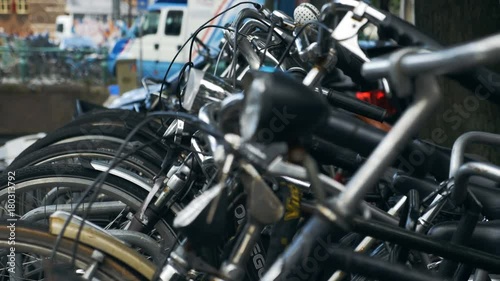 Wallpaper Mural Rows of bicycles in Amsterdam filmed in rack focus and close up. Torontodigital.ca