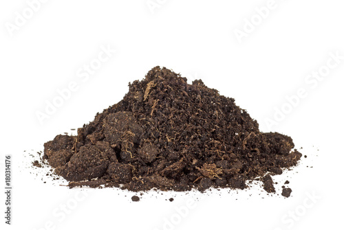 Pile of soil isolated on a white background