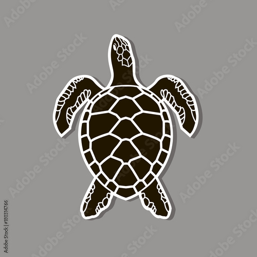 black sea turtle icon isolated on gray background