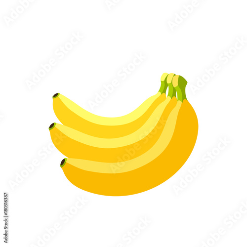 Summer fruits for healthy lifestyle. Bunch of yellow ripe bananas. Vector illustration cartoon flat icon isolated on white.