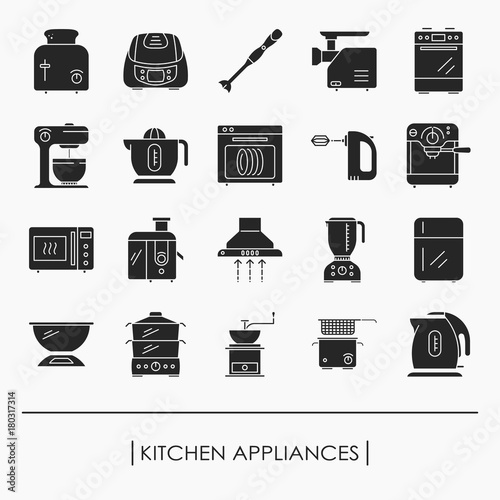 Collection of kitchen appliances icons