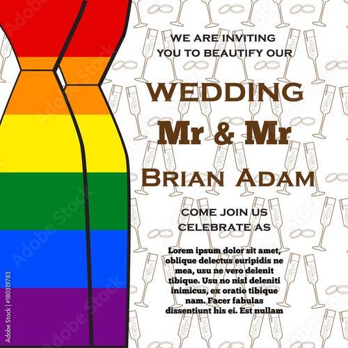 Wedding for invitation cards lgbt community. Vector illustration.