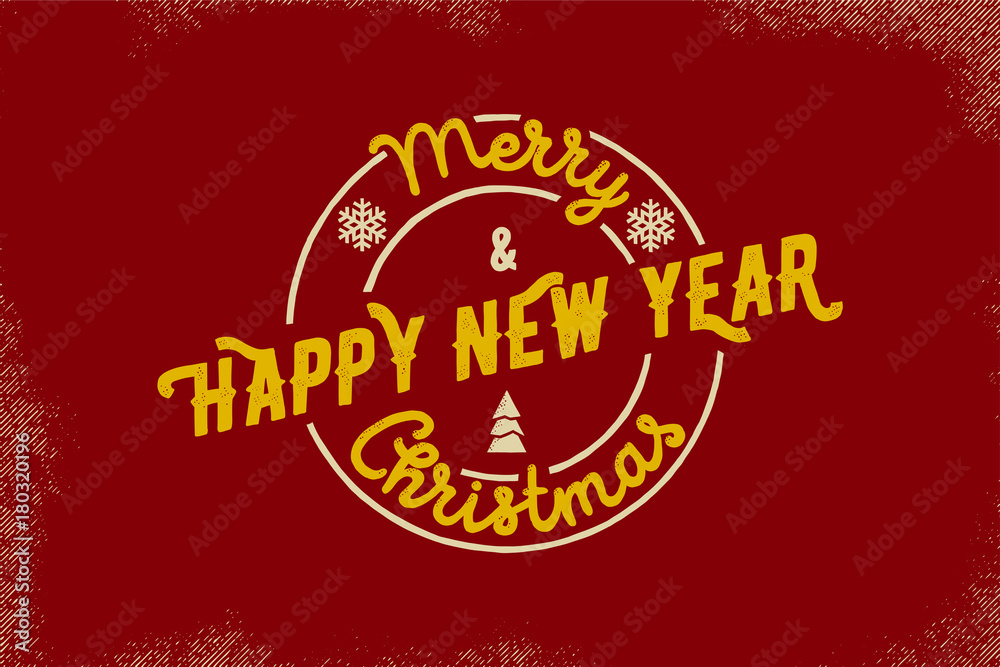 Merry Christmas and Happy New Year Typography. Vector logo, emblem, text design. Usable for banners, greeting cards, gifts etc.
