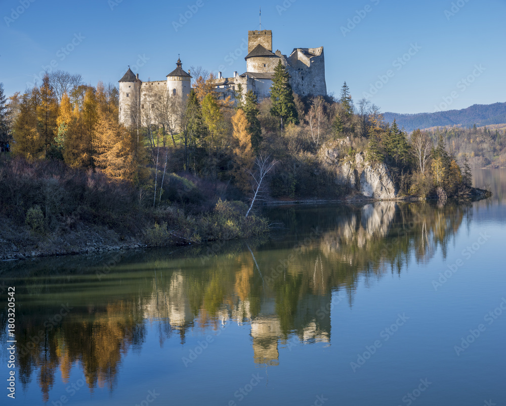 Castle of Niedzica, Poland in autumn scenery