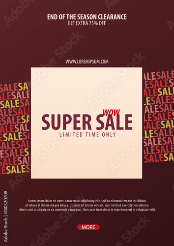 Sale poster or Flyer design. Discount background for the online store, shop, promotional leaflet, poster, banner. Vector illustration.