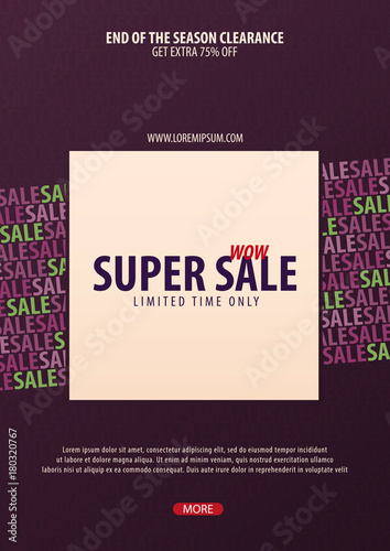 Sale poster or Flyer design. Discount background for the online store, shop, promotional leaflet, poster, banner. Vector illustration.