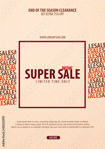 Sale poster or Flyer design. Discount background for the online store, shop, promotional leaflet, poster, banner. Vector illustration.