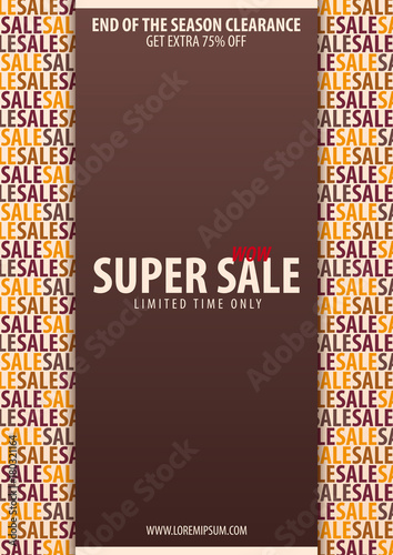 Sale poster or Flyer design. Discount background for the online store, shop, promotional leaflet, poster, banner. Vector illustration.