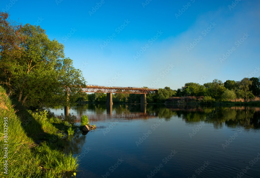 Red Bridge across the river