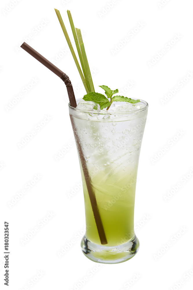 Green Soft Drink Soda on Isolated Background Green Soft Drink Soda on Isolated Background