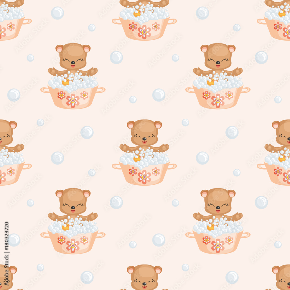 Children's seamless pattern with the image of a cute Teddy bear. Vector background. Children's seamless pattern with the image of a cute Teddy bear. Vector background.