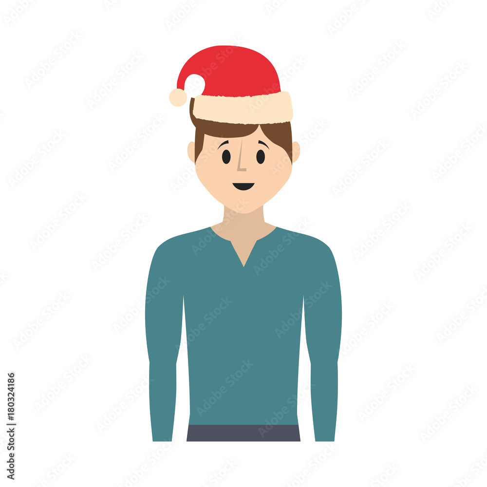 cartoon man with christmas hat icon over white background vector illustration cartoon man with christmas hat icon over white background vector illustration