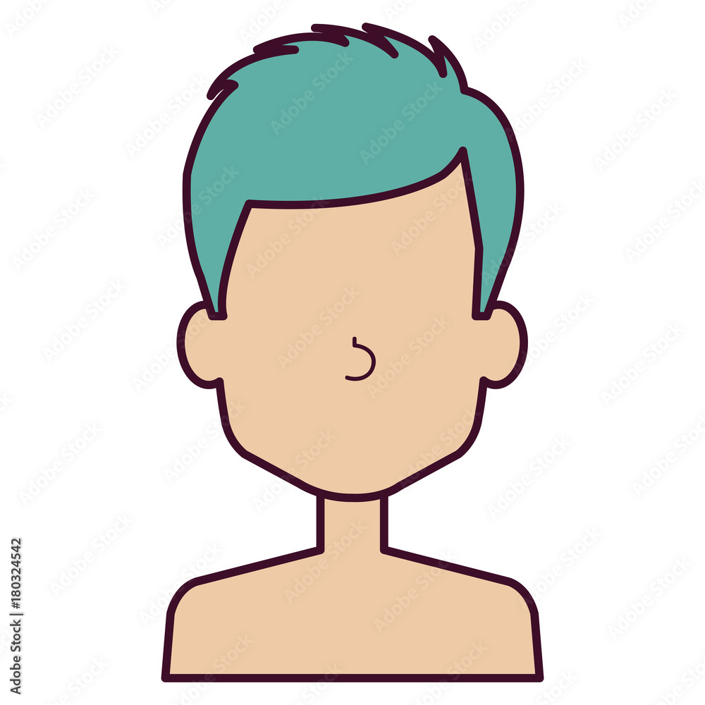 young man shirtless avatar character vector illustration design