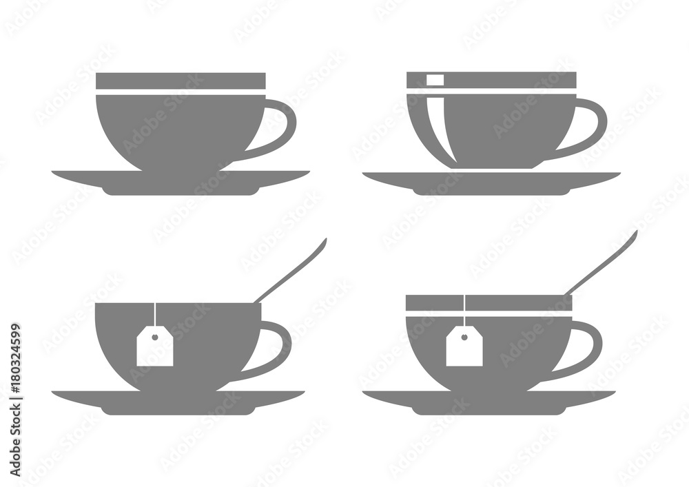 Teacup vector icons on white background Teacup vector icons on white background
