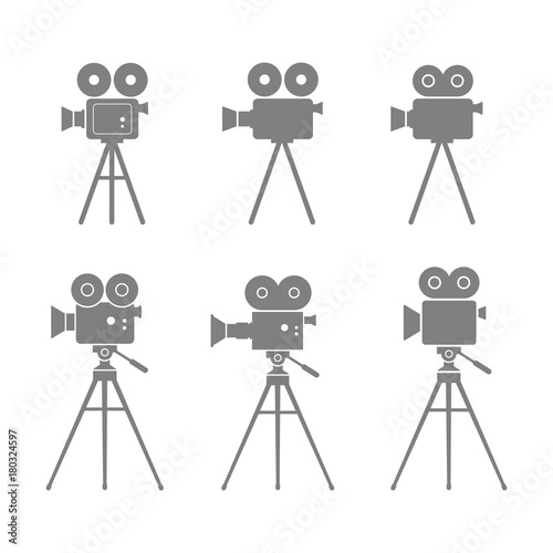 Movie camera vector icons on white background