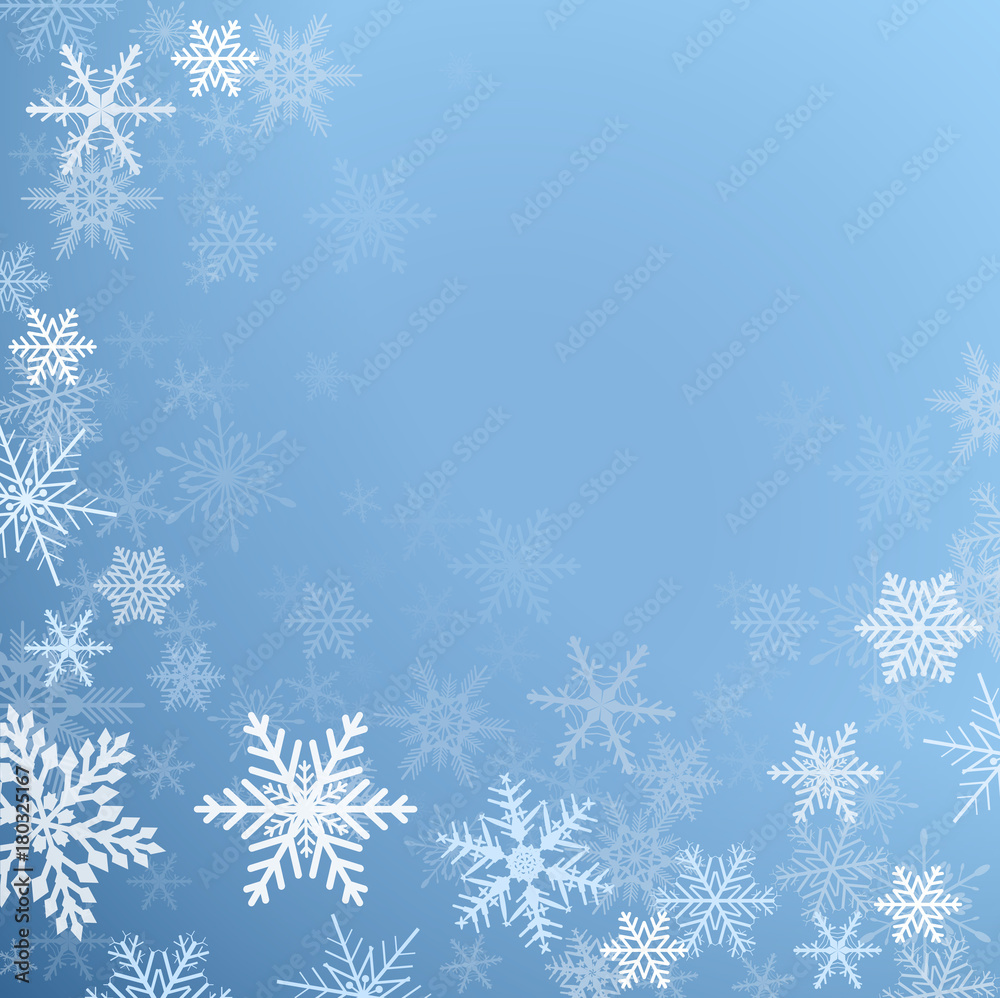 Winter frozen background with snowflakes, christmas vector background.