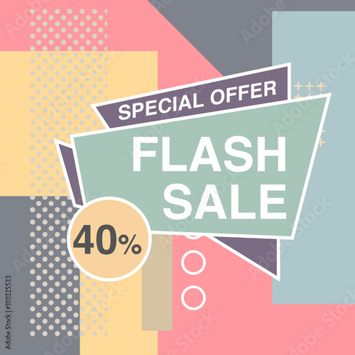 Super Sale modern banner in the Memphis style