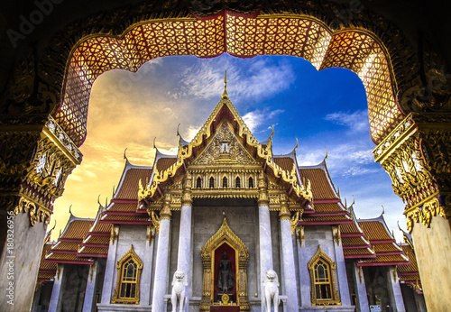 Photography Marble temple in Bangkok, Thailand