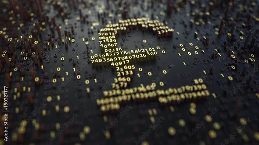 British pound GBP symbol made of golden numbers