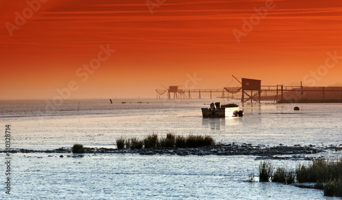 nature reserve and fishing shack in the Charente river estuary © hassan bensliman