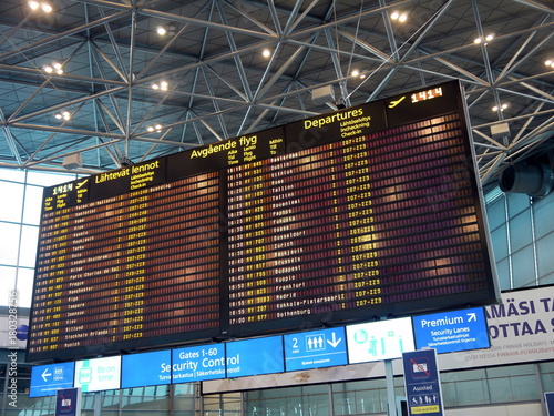 Flight information board showing timetable and destination