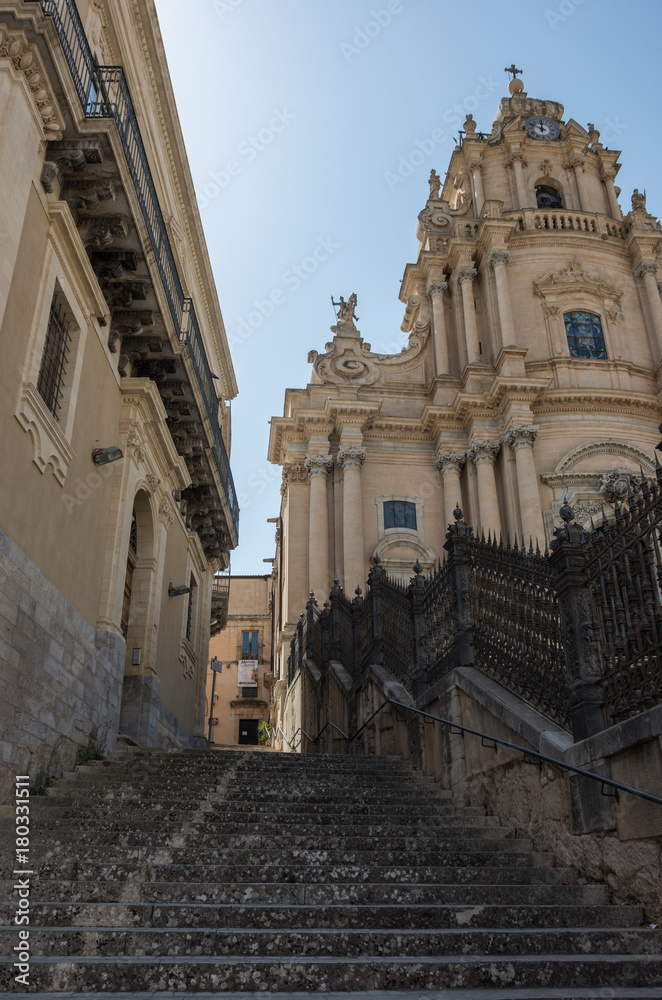 The baroque Saint George cathedral of Modica a in the province of Ragusa in Sicily in Italy
