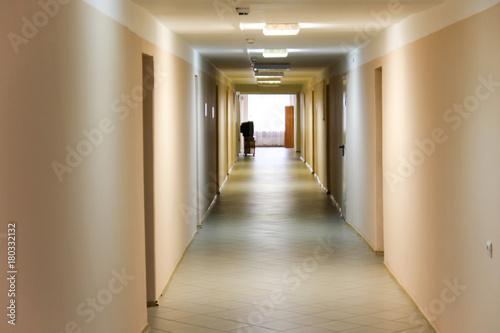 Corridor resorts. Corridor in sanatorium dispensaries with TV