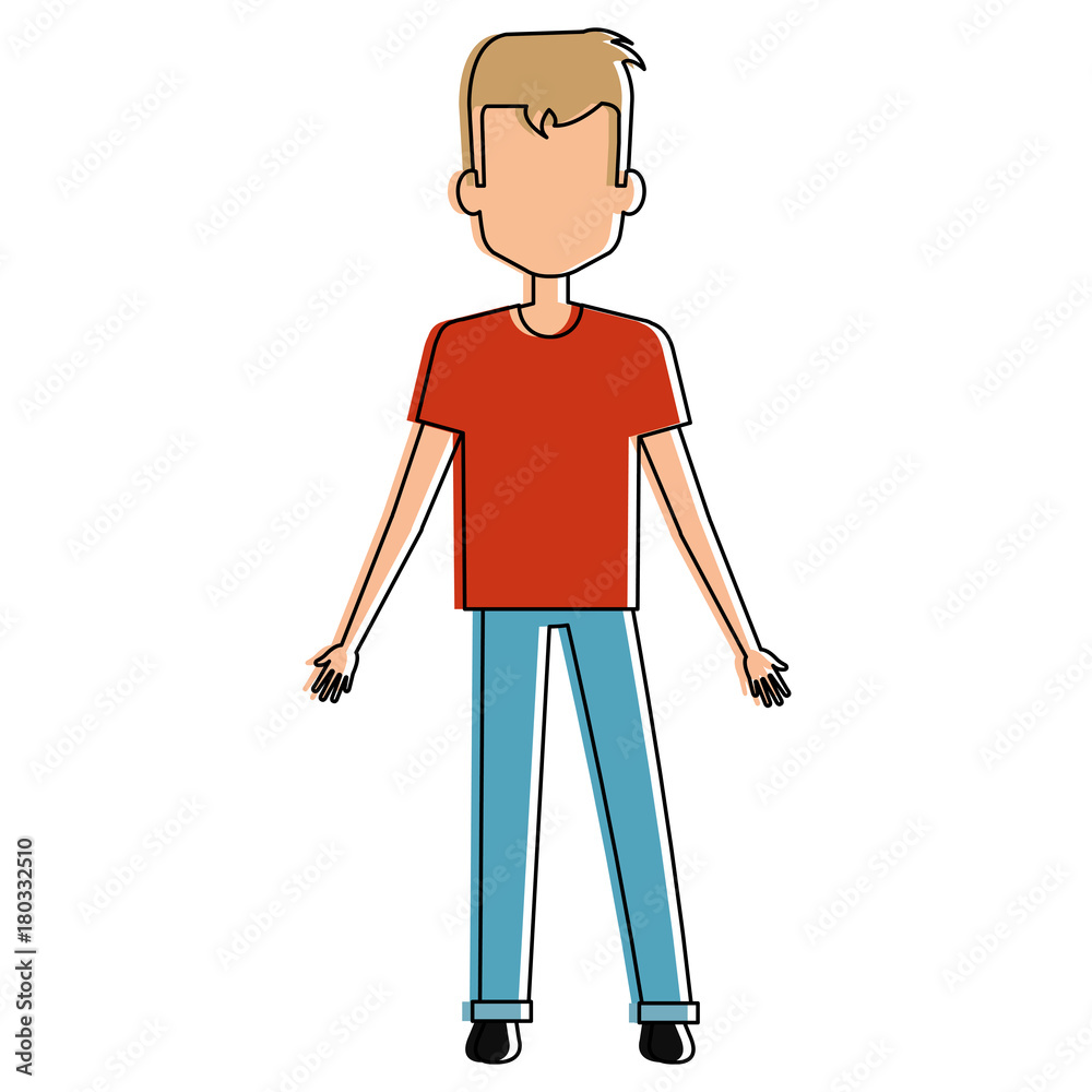 young man avatar character vector illustration design