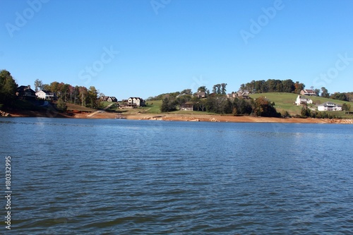 A view of the hill landscape from the lake.