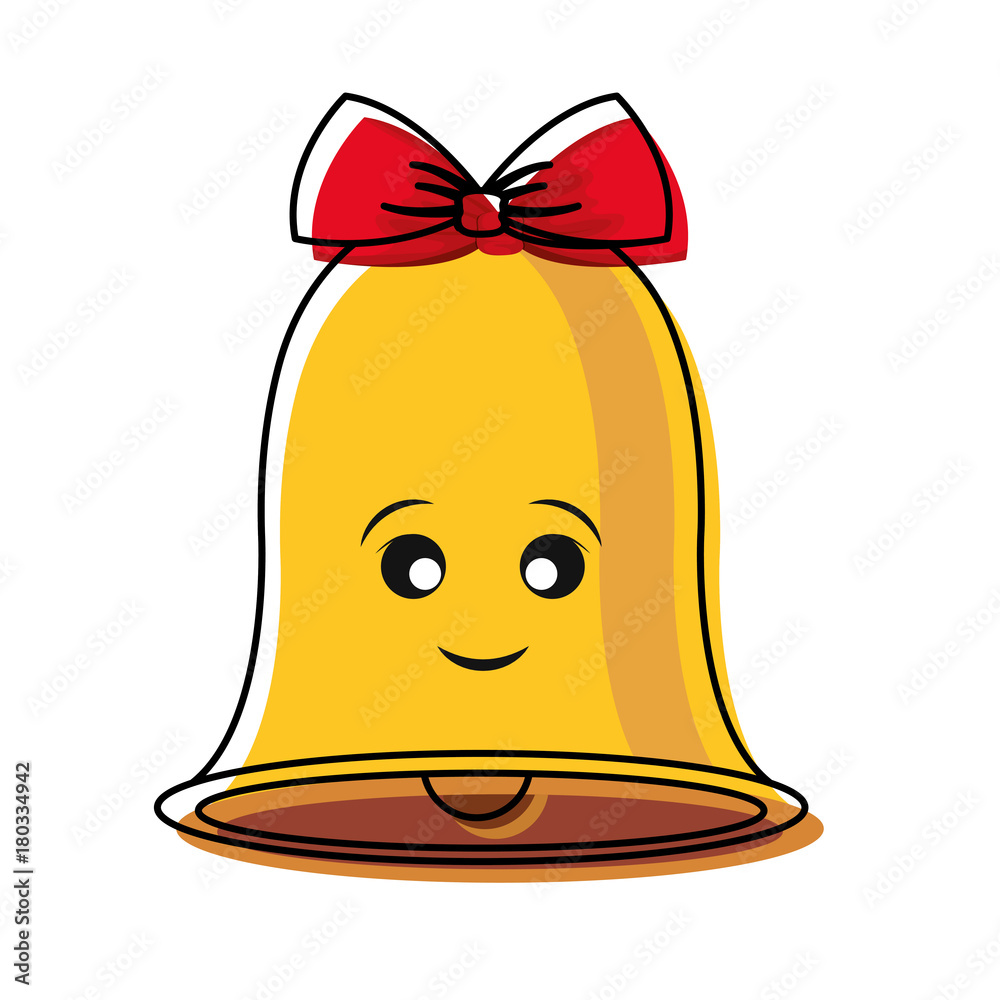Fototapeta premium kawaii bell icon over white background vector illustration