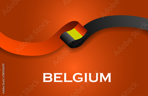 Belgium luxury style flag ribbon classic style. Vector Illustration